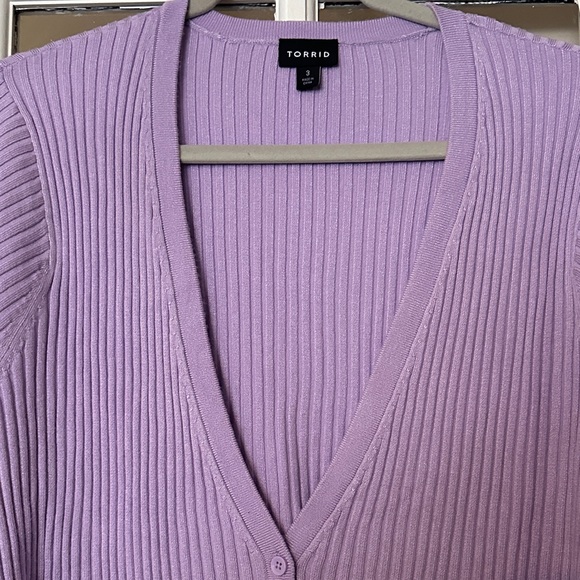 torrid Lilac Ribbed Button-Up Cardigan - Picture 5 of 8